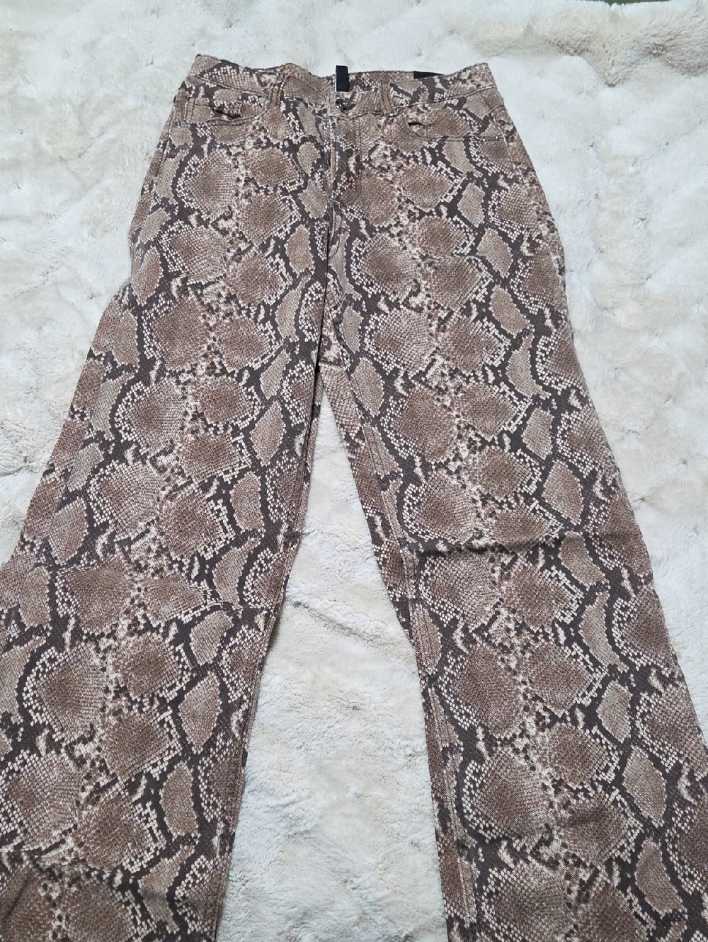 Divided Straight Leg Pants in Brown Snake Print